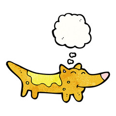 cartoon little dog with thought bubble