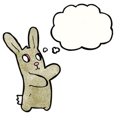 cartoon blind rabbit with thought bubble