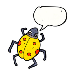 cartoon ladybug with speech bubble