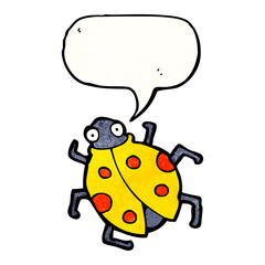 cartoon ladybug with speech bubble