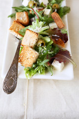 salad with lettuce and croutons