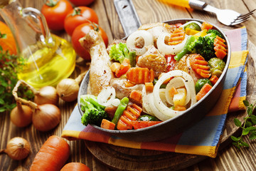 Roasted chicken with vegetables