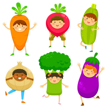 kids dressed like vegetables