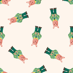 animal rabbit worker cartoon ,seamless pattern