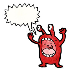 cartoon monster with speech bubble