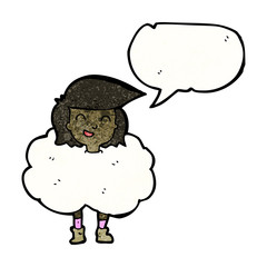 cartoon girl in cloud