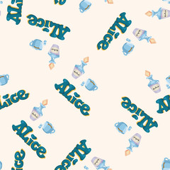 alice in wonderland ,seamless pattern