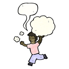 cartoon man carrying cloud