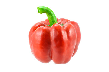 Fresh red sweet peppers isolated on white background.