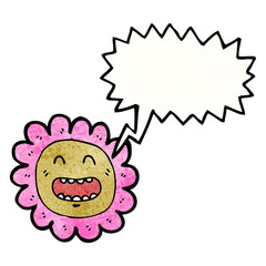 cartoon flower with speech bubble