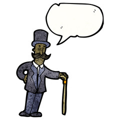 cartoon man in top hat with cane