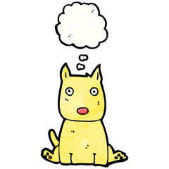cartoon little dog with thought bubble