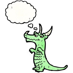 cartoon dragon with thought bubble