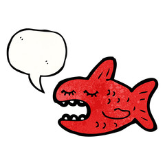 cartoon piranha with speech bubble