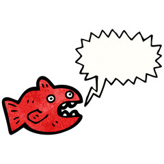cartoon piranha with speech bubble