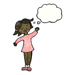 cartoon pretty girl waving