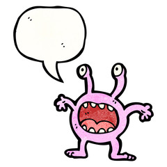 cartoon alien with speech bubble
