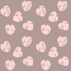 vector illustration pattern of pink philodendron leafs