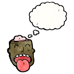 cartoon man with exposed brain