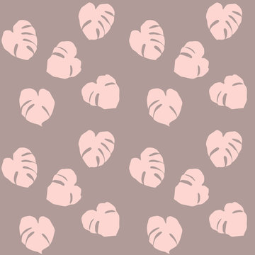 Vector Illustration Pattern Of Pink Philodendron Leafs