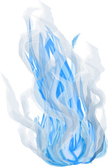 bright blue fire on white