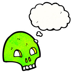 cartoon graffiti style skull with thought bubble