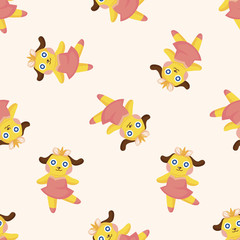 animal dog dancing cartoon ,seamless pattern