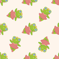 animal frog dancing cartoon ,seamless pattern