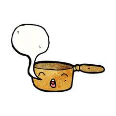 hot kitchen pan with speech bubble