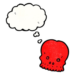cartoon skull with thought bubble