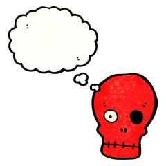 cartoon skull with thought bubble