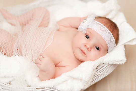 New born baby girl little child kid sleeping