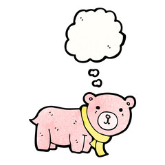 cartoon teddy bear with thought bubble