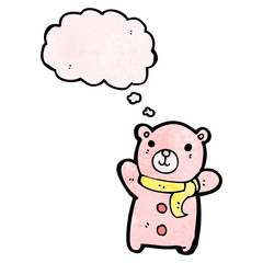 cartoon teddy bear with thought bubble