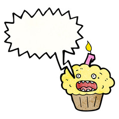shouting cupcake cartoon