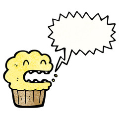 shouting cupcake cartoon