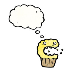 cartoon cupcake with thought bubble