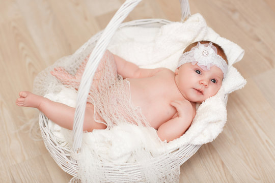 New born baby girl little child kid sleeping