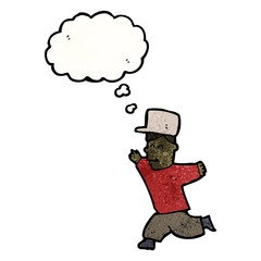 happy running boy with speech bubble