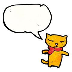 happy cartoon cat with speech bubble