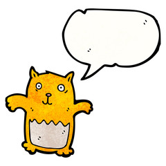 happy cartoon cat with speech bubble