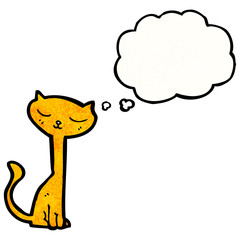 cartoon pretty cat with thoguth bubble