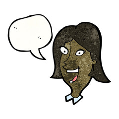 excited happy woman with speech bubble
