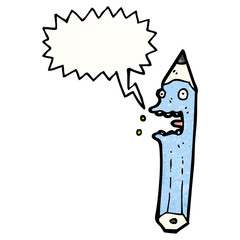 screaming pencil cartoon character