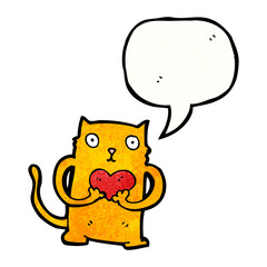 cartoon cat with love heart