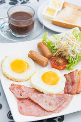 set of american breakfast for morning