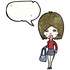 cartoon woman with speech bubble