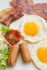 set of american breakfast for morning