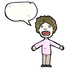 cartoon confused boy with speech bubble