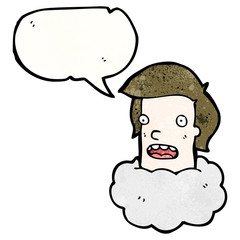 talking head in cloud cartoon